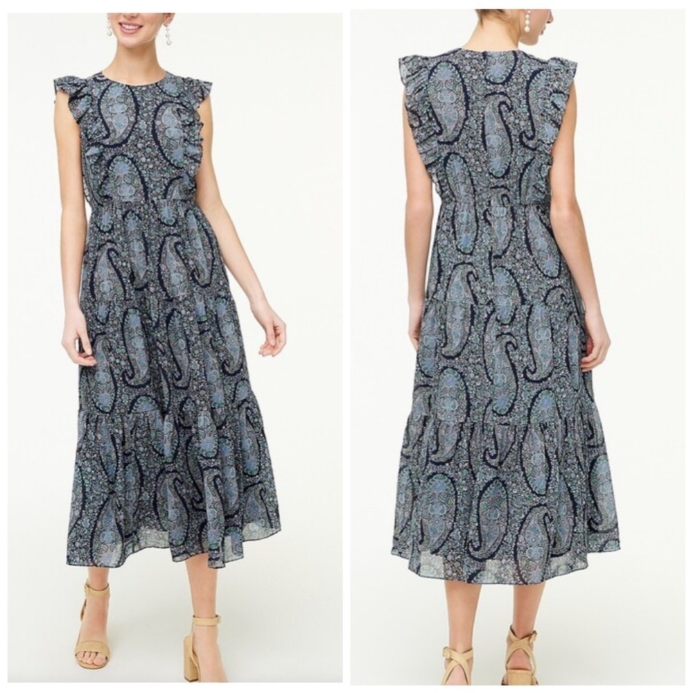 j.Crew Tiered ruffled tiered sundress with flutter sleeves Size 8